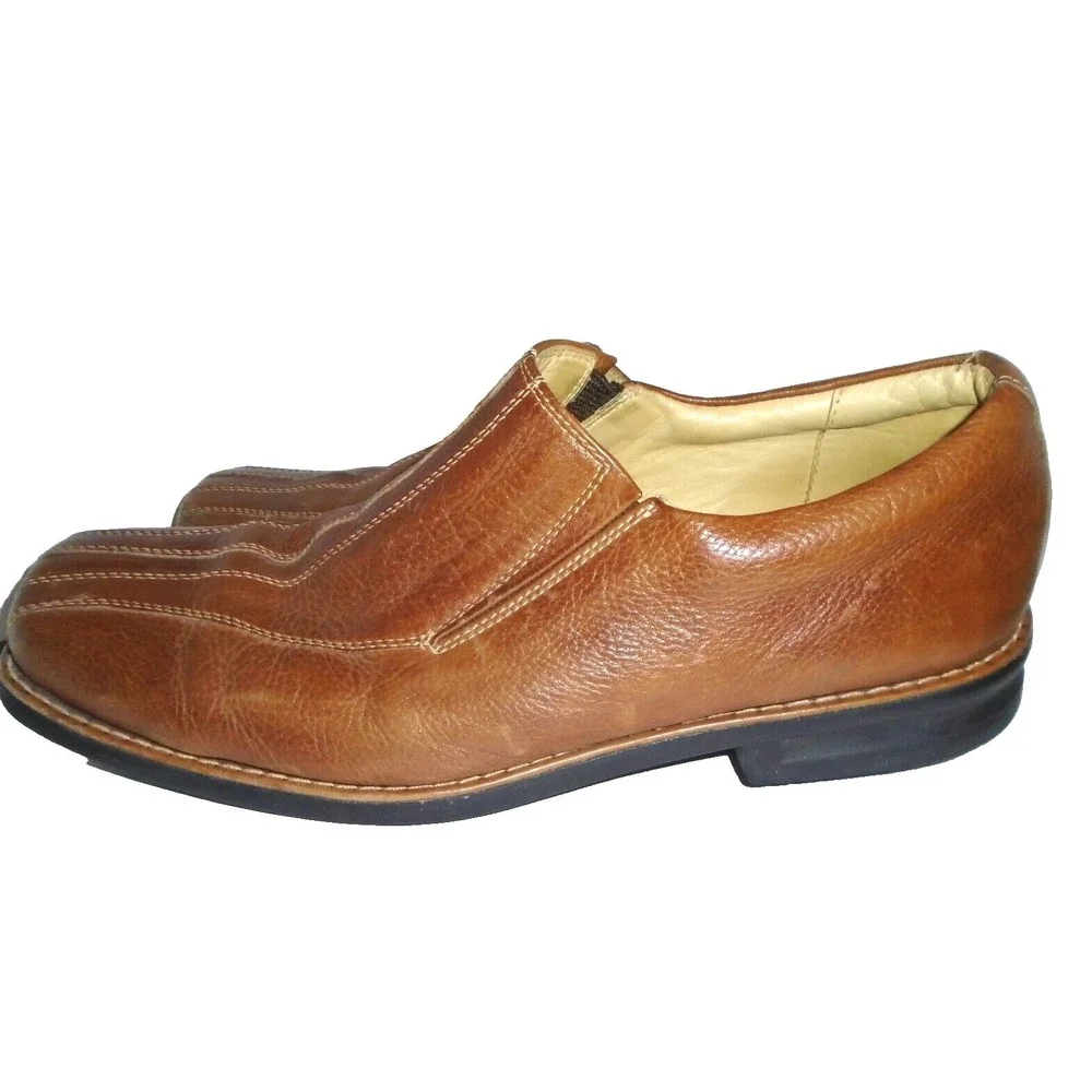 Alfani Mens 11M  Slip On Leather Shoes Brown Loafers Dress Comfort Square Toe